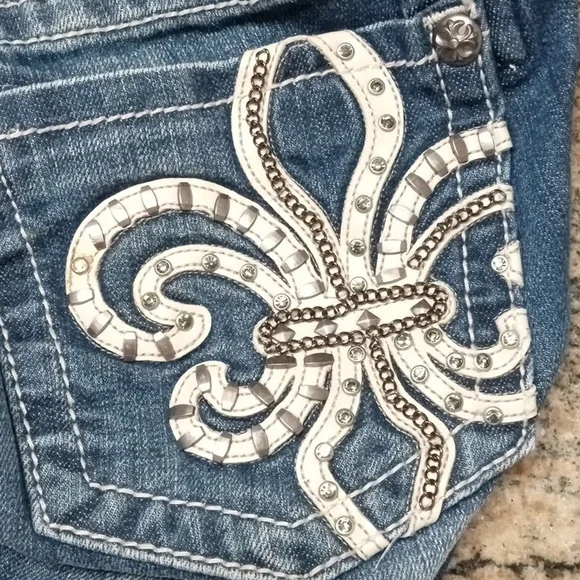 Miss Me Women's Blue Boot Cut Jeans with Raw Hem Size 29 - Picture 7 of 16